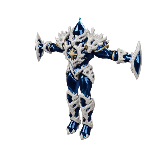 Blue armored warrior